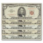 1963 $5.00 U.S. Note Red Seal VG/VF (Fr#1536) Lot of 20