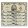 1963 $5.00 U.S. Note Red Seal VG/VF (Fr#1536) Lot of 5