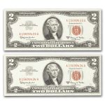 1963-A $2.00 U.S. Note Red Seal CCU (Fr#1514) 2 Consecutive