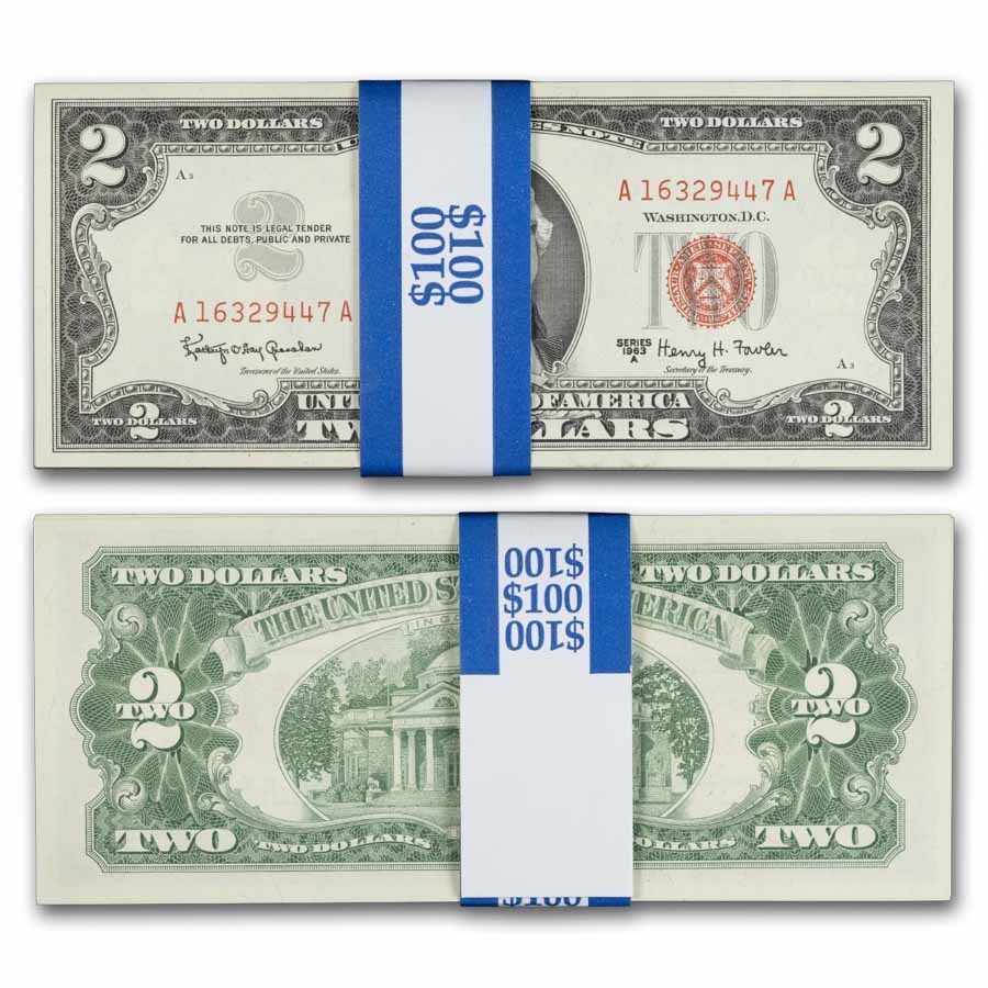 1963-A $2.00 U.S. Notes Red Seal CU (Fr#1514) 50 Consecutive