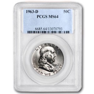 1963-D Franklin Half Dollar MS-64 PCGS