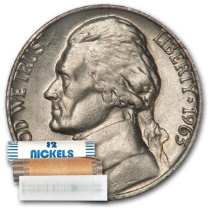1963-D Jefferson Nickel 40-Coin Roll BU
