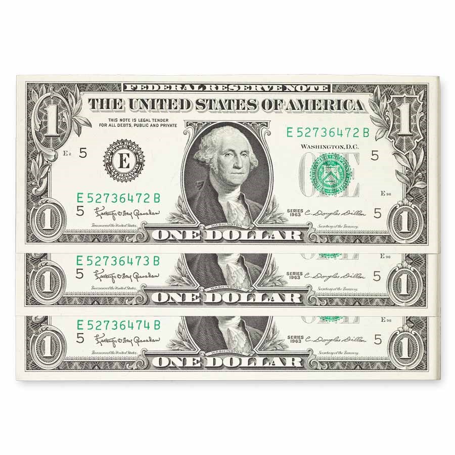 1963 (E-Richmond) $1.00 FRN CU (Fr#1900-E) 3 Consec