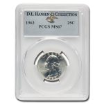 1963 Washington Quarter MS-67 PCGS