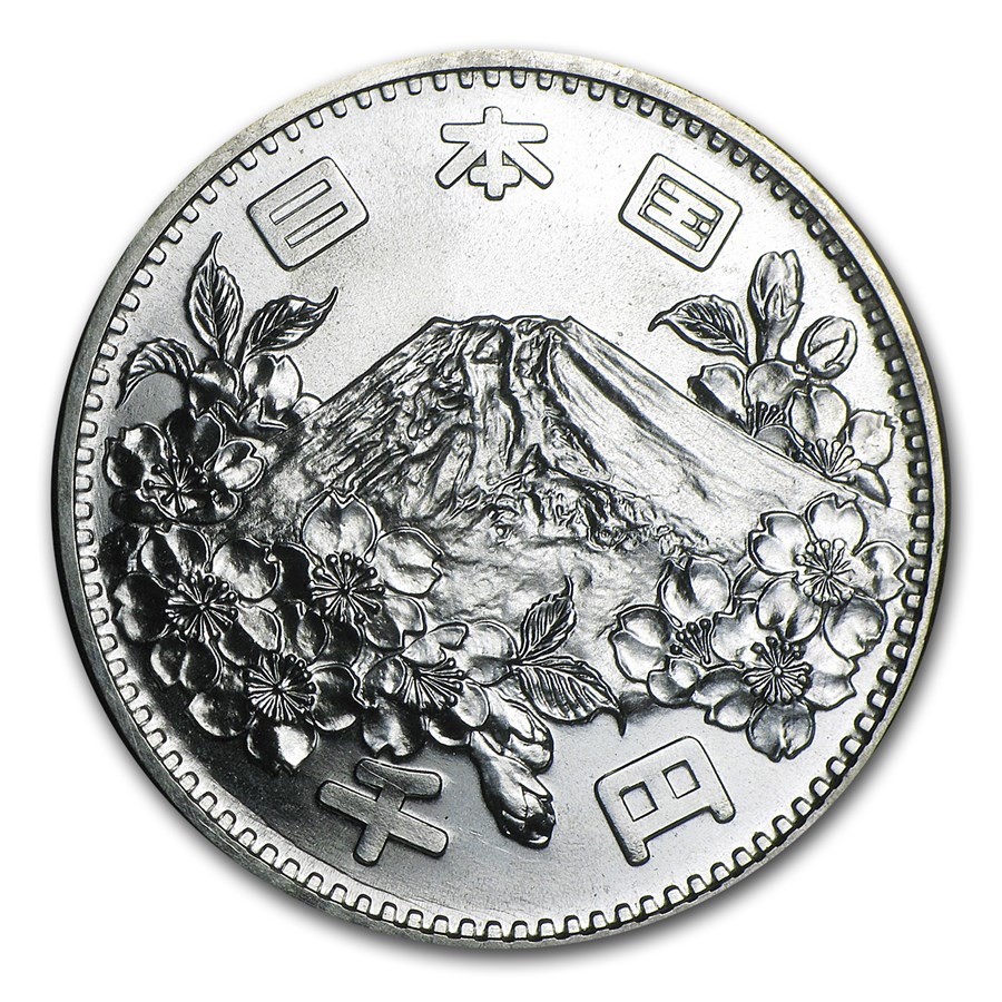 1964 Japan Silver 1000 Yen Tokyo Olympics AU/BU