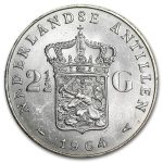 1964 Netherlands Antilles Silver 2 1/2 Gulden BU