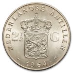 1964 Netherlands Antilles Silver 2 1/2 Gulden Juliana BU