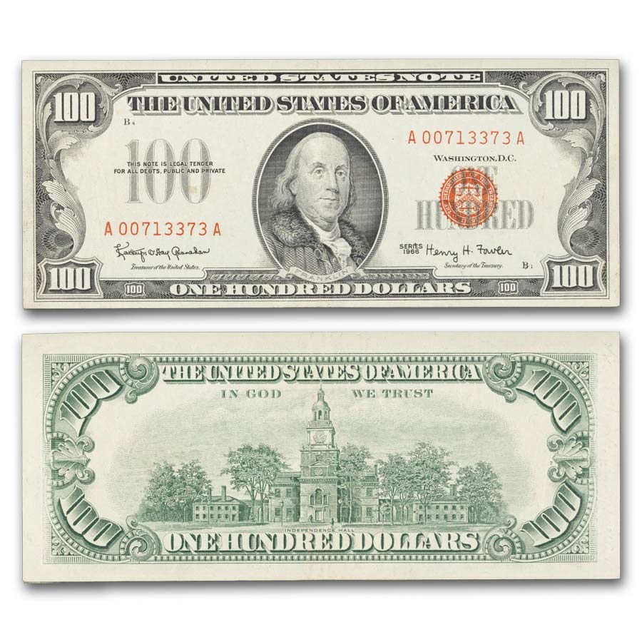 1966 $100 U.S. Note Red Seal AU (Fr#1550)