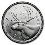 1966 Canada Silver 25 Cents BU/Prooflike
