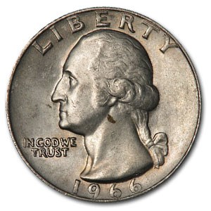 1966 Washington Quarter BU