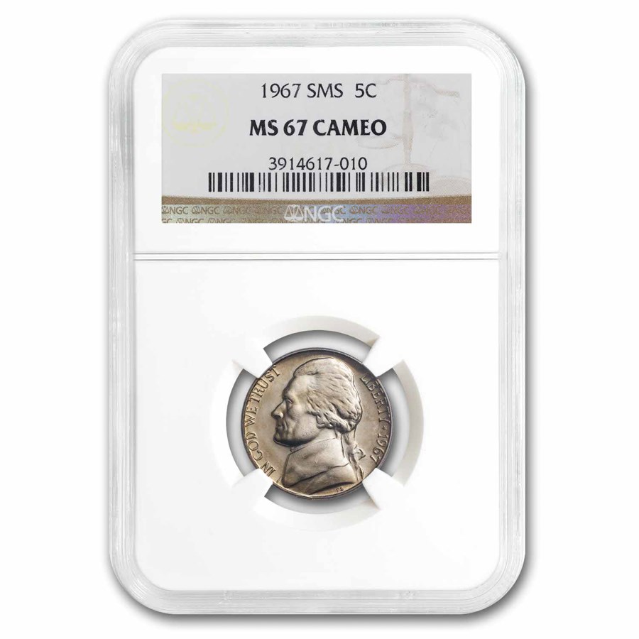 1967 Jefferson Nickel SMS MS-67 CAMEO NGC
