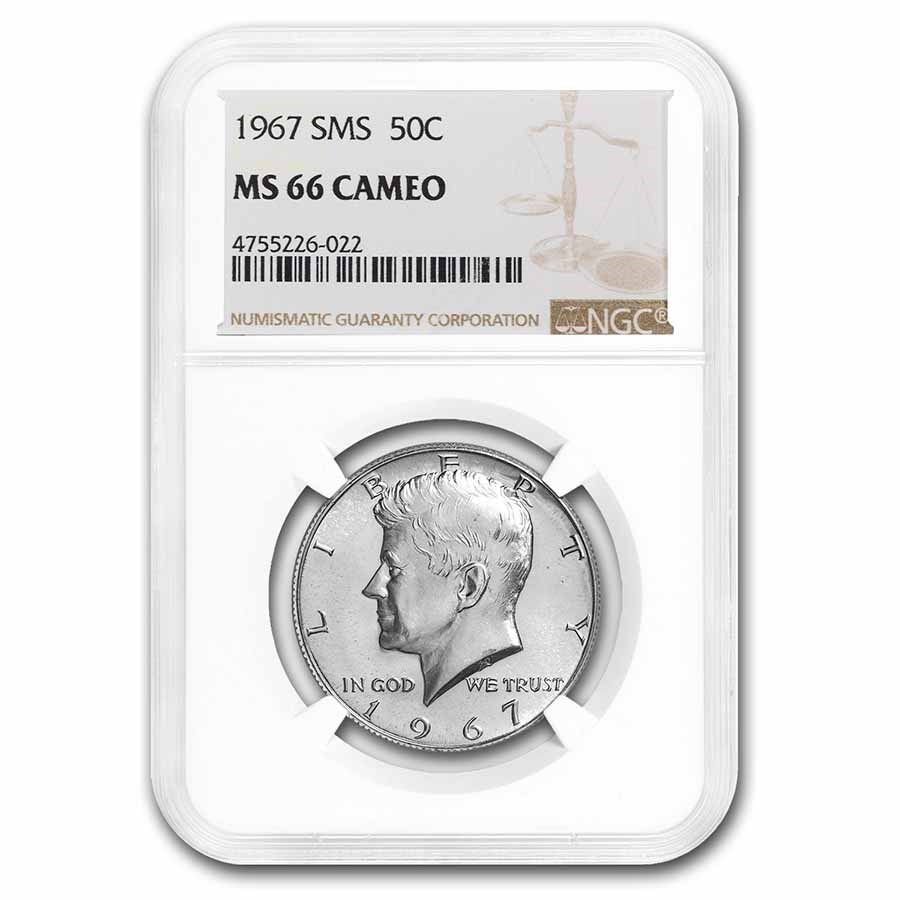 1967 Kennedy Half Dollar SMS MS-66 Cameo NGC
