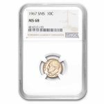 1967 Roosevelt Dime SMS MS-68 NGC