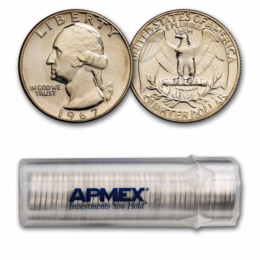1967 SMS Washington Quarter 40-Coin Roll BU