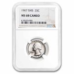 1967 SMS Washington Quarter MS-68 Cameo NGC