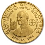 1968 Colombia Proof Gold 300 Pesos Pope Paul VI