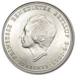 1968 Denmark Silver 10 Kroner Royal Wedding BU