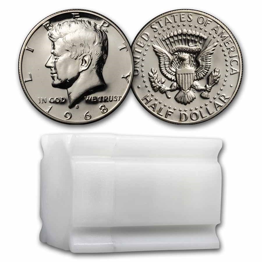 1968-S Kennedy Half Dollar 20-Coin Roll Proof
