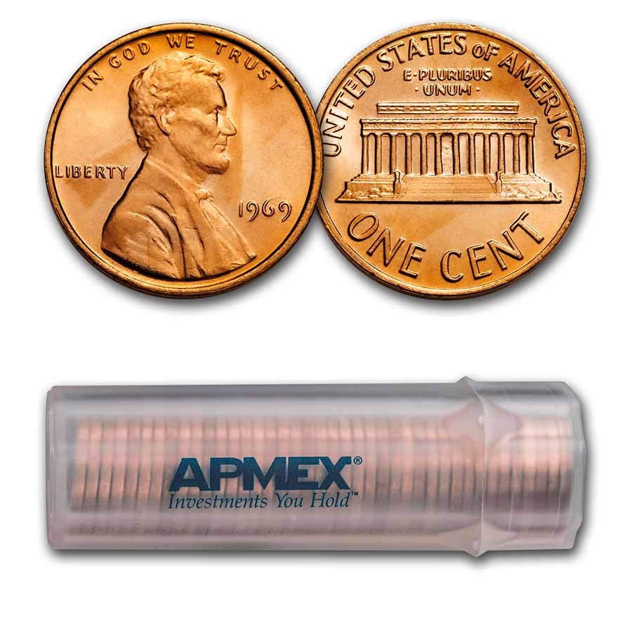 1969 Lincoln Cent 50-Coin Roll BU