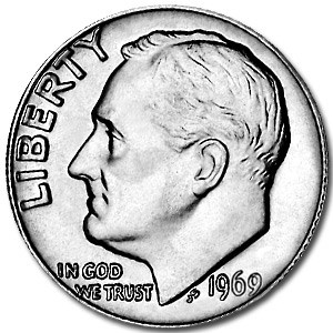 1969 Roosevelt Dime BU