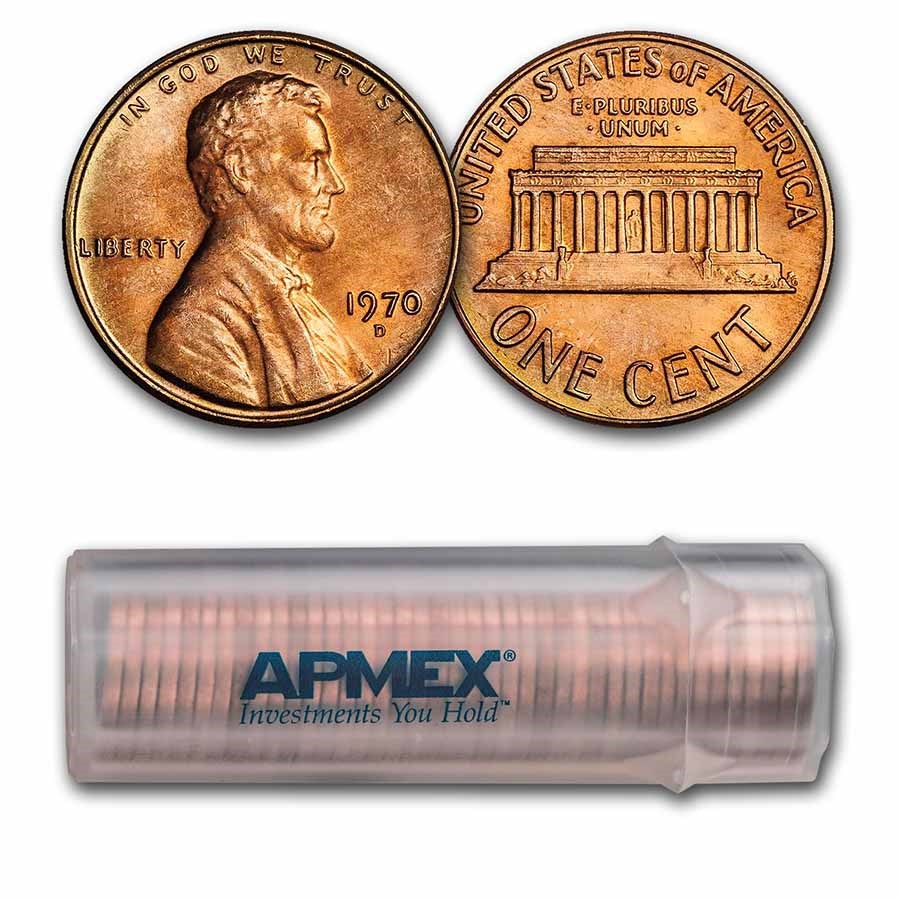 1970-D Lincoln Cent 50-Coin Roll BU