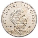1971-1978 Mexico 5 Pesos Avg Circ