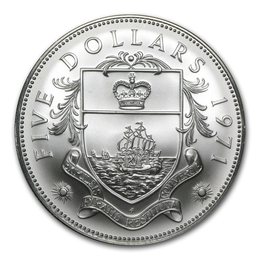 1971 Bahamas Silver $5 BU