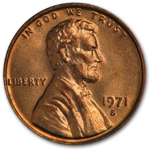 1971-S Lincoln Cent BU (Red)