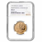 1972 Brazil Gold 300 Cruzeiros 150 Years of Independenc MS-67 NGC