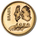 1972 Brazil Gold 300 Cruzeiros 150 Years of Independence BU