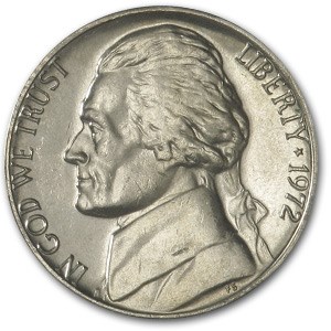 1972 Jefferson Nickel BU