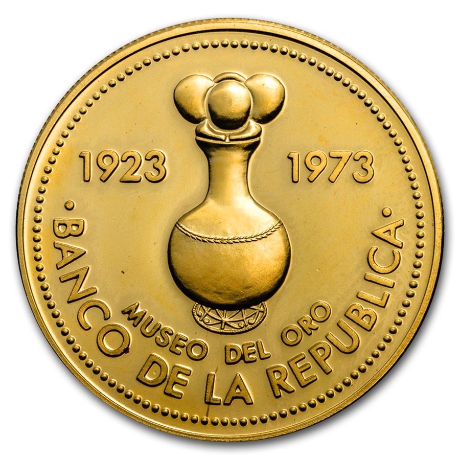 1973 Colombia Proof Gold 1500 Pesos Gold Museum Bogota