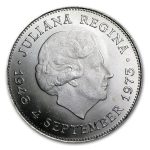 1973 Netherlands Silver 10 Gulden Juliana AU/BU (.5787 ASW)