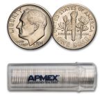 1974 Roosevelt Dime 50-Coin Roll BU