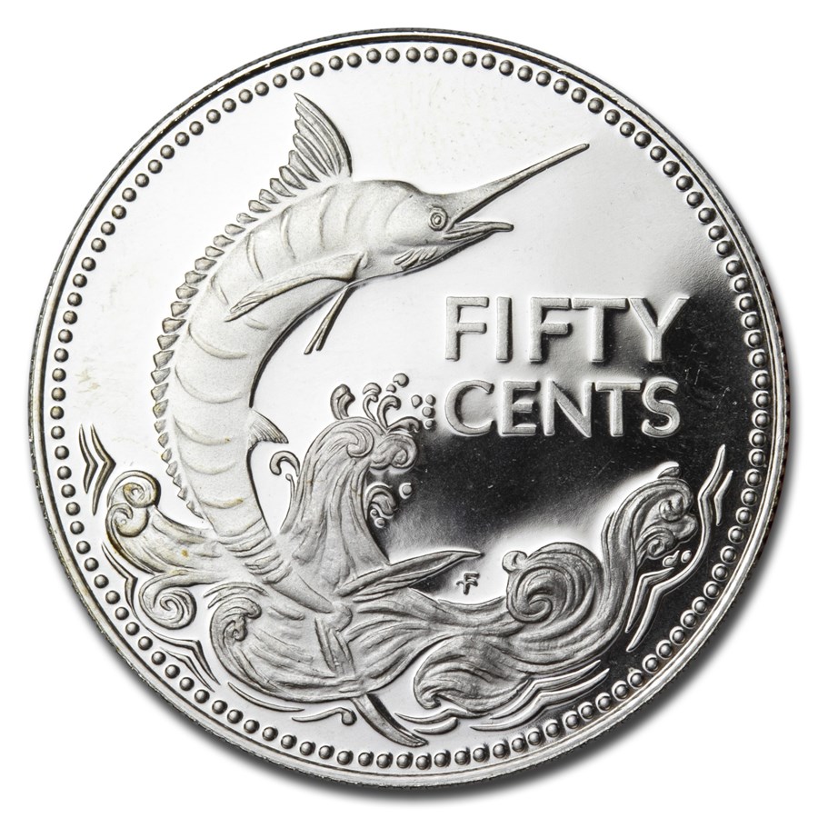 1975 Bahamas Silver 50 Cents Swordfish Proof