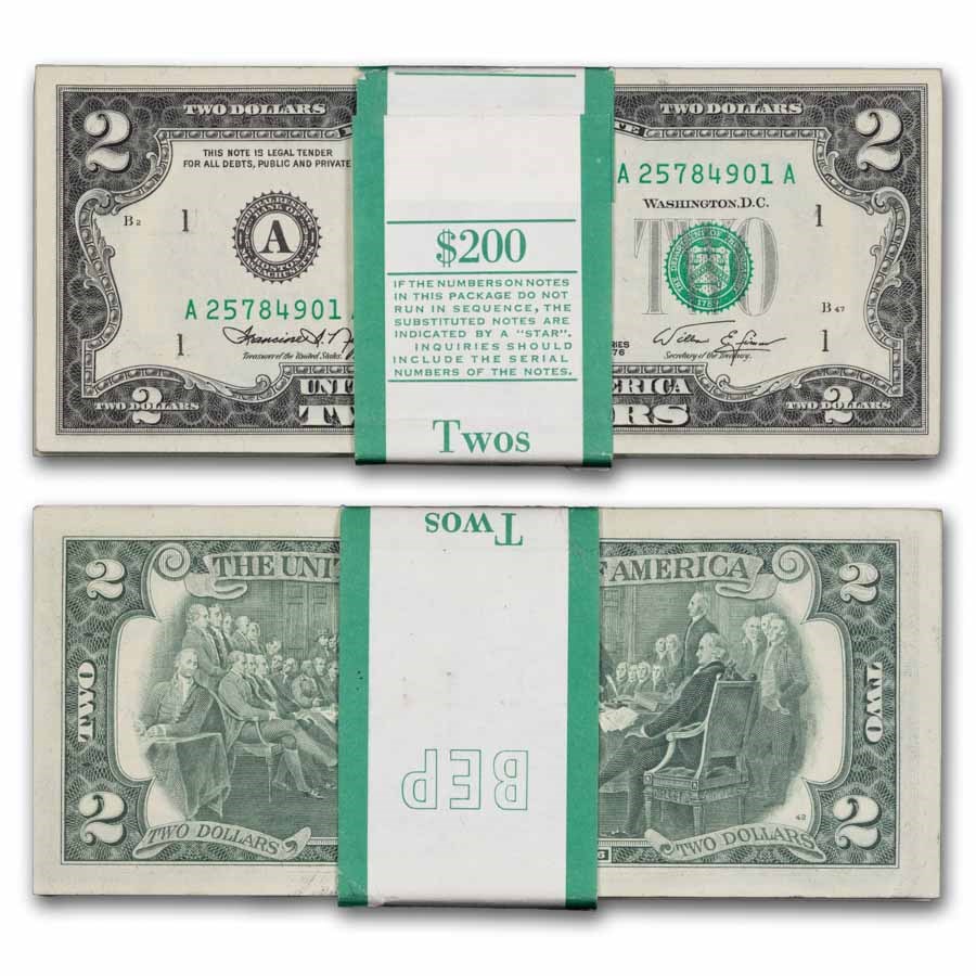 1976 (A-Boston) $2.00 FRN CU (Fr#1935-A) 100 Consecutive