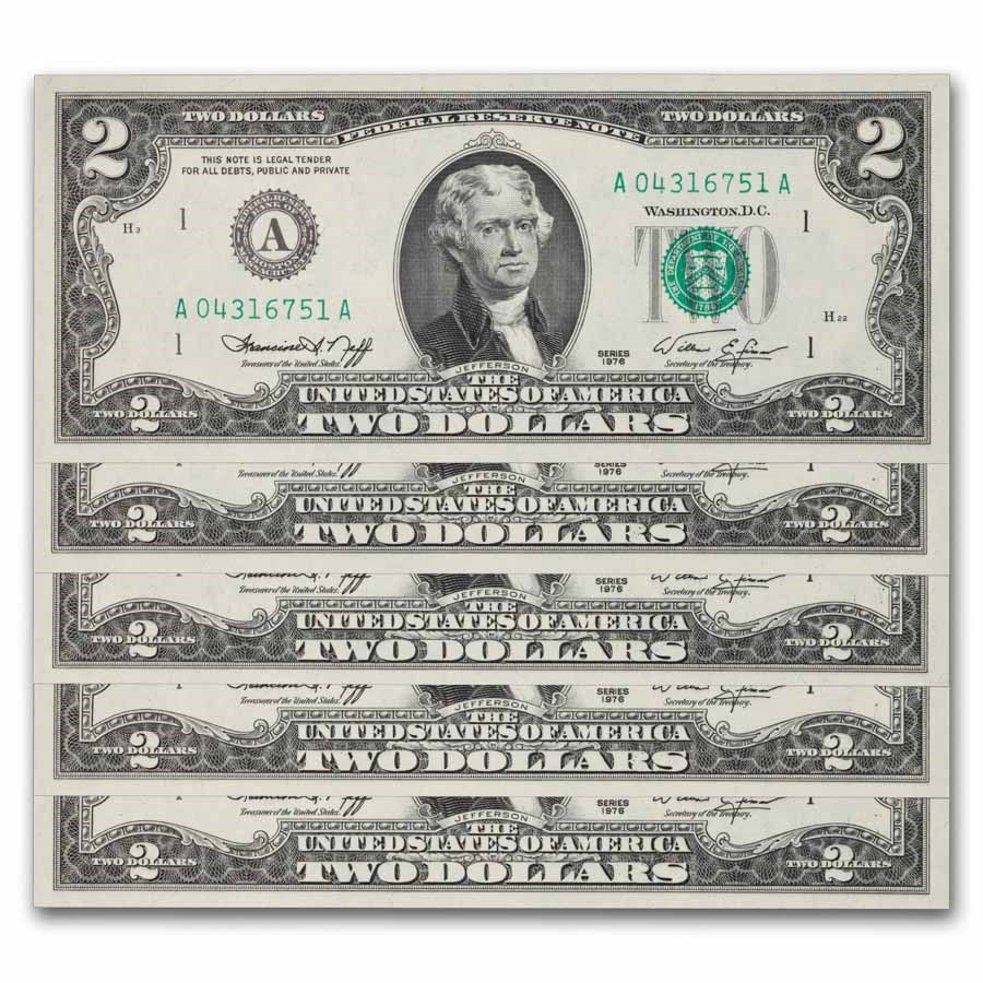 1976 (A-Boston) $2.00 FRN CU (Fr#1935-A) 50 Notes Consecutive