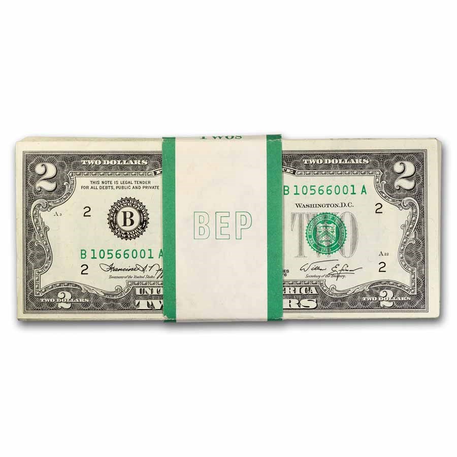 1976 (B-New York) $2.00 FRN CU (Fr#1935-B) 100 Consecutive