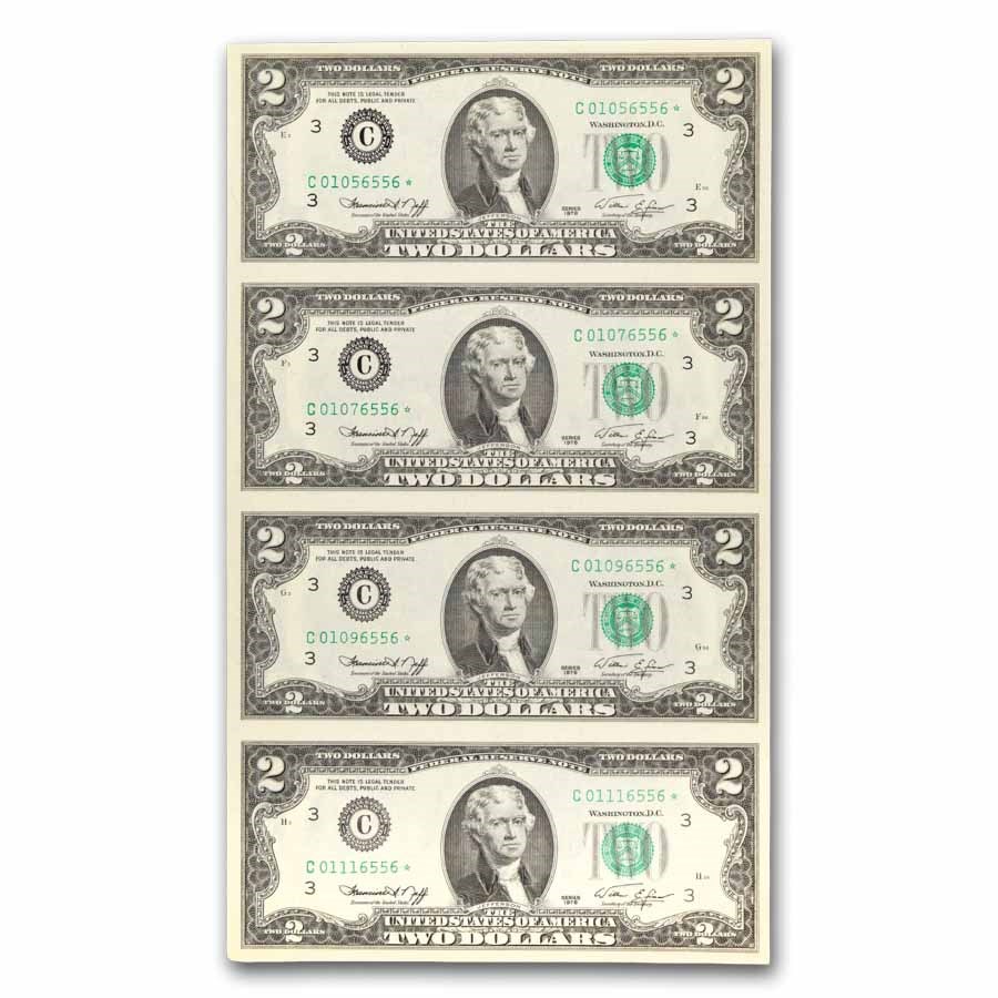 1976* (C-Philadelphia) $2.00 FRN CU (Fr#1935-C*) 4 Uncut