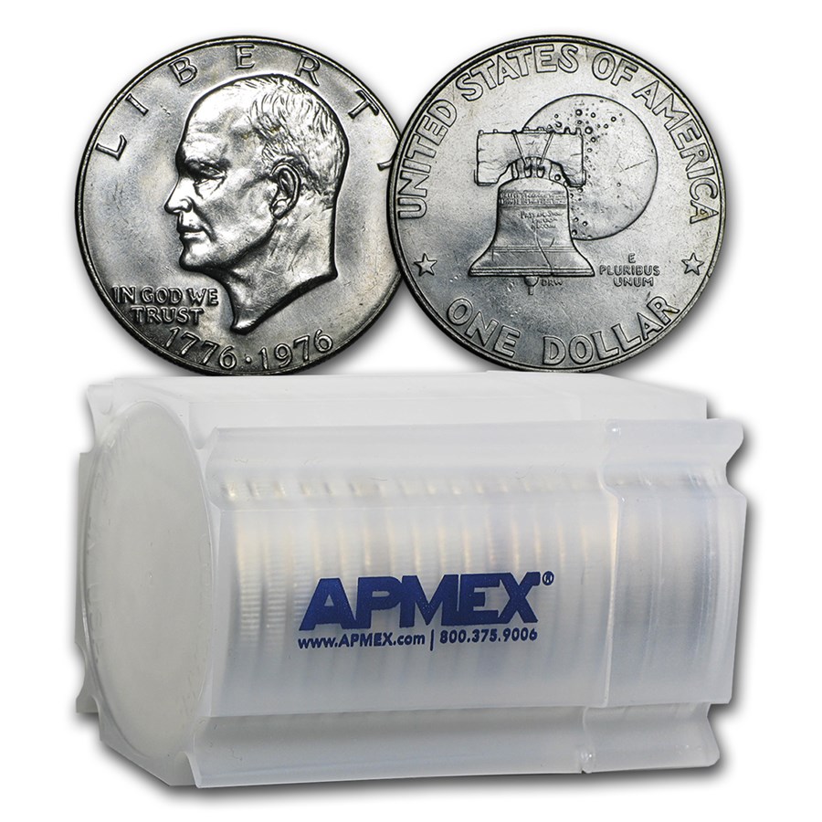 1976 Clad Eisenhower Dollars 20-Coin Roll BU (Type-1)