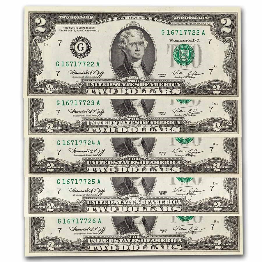1976 (G-Chicago) $2.00 FRN CU (Fr#1935-G) 10 Consecutive notes