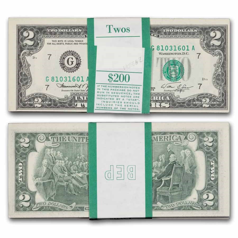 1976 (G-Chicago) $2.00 FRN CU (Fr#1935-G) 100 Consecutive