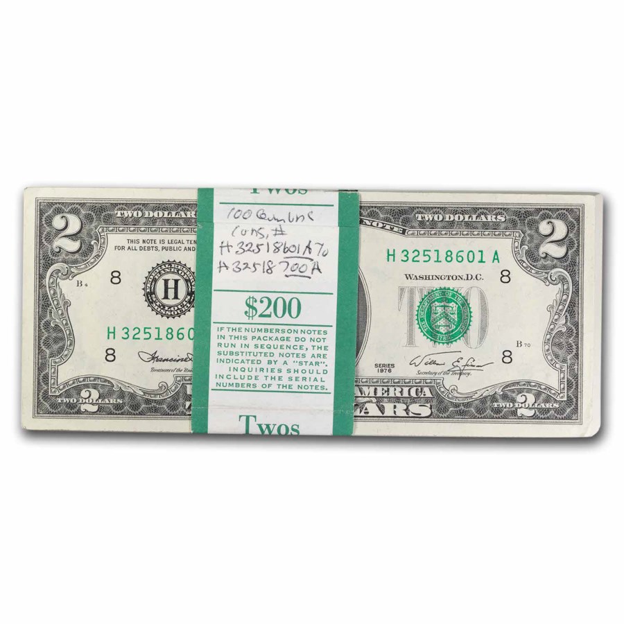 1976 (H-St. Louis) $2.00 FRN CU (Fr#1935-H) BEP 100 Consecutive