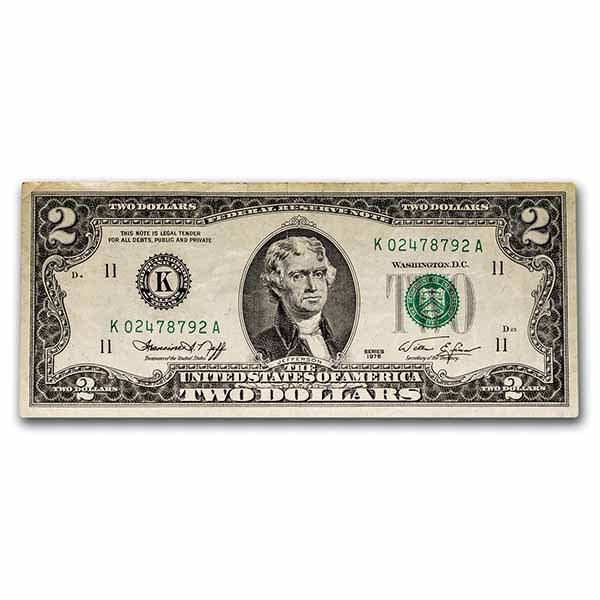 1976 (K-Dallas) $2.00 FRN XF (Fr#1935-K)