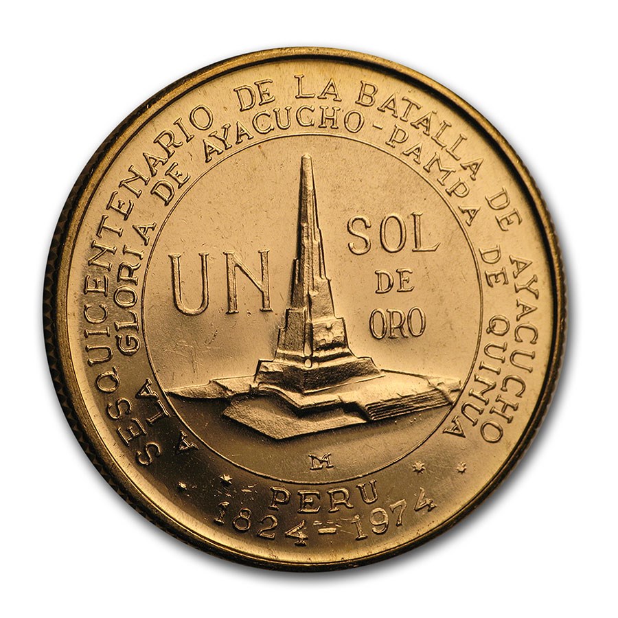 1976 Peru Gold Un Sol Battle of Ayacucho BU