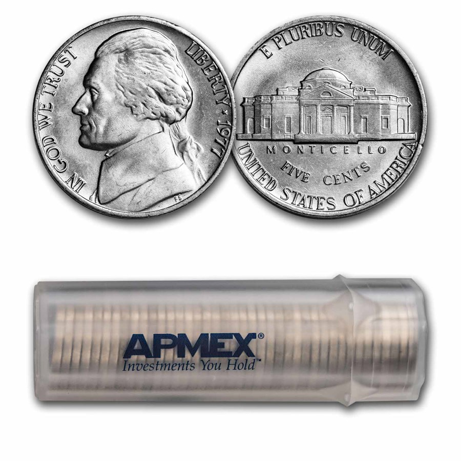 1977 Jefferson Nickel 40-Coin Roll BU