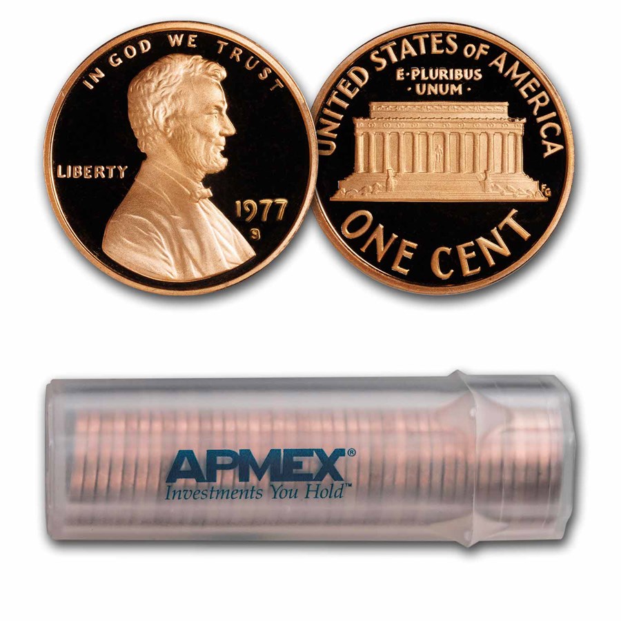 1977-S Lincoln Cent 50-Coin Roll Proof