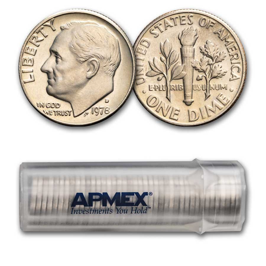 1978-D Roosevelt Dime 50-Coin Roll BU