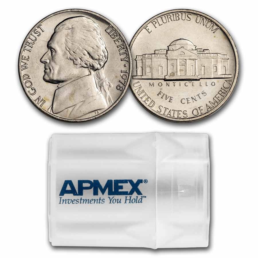 1978 Jefferson Nickel 40-Coin Roll BU