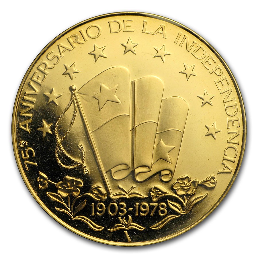 1978 Panama Proof Gold 75 Balboas 75th Anniv of Independence